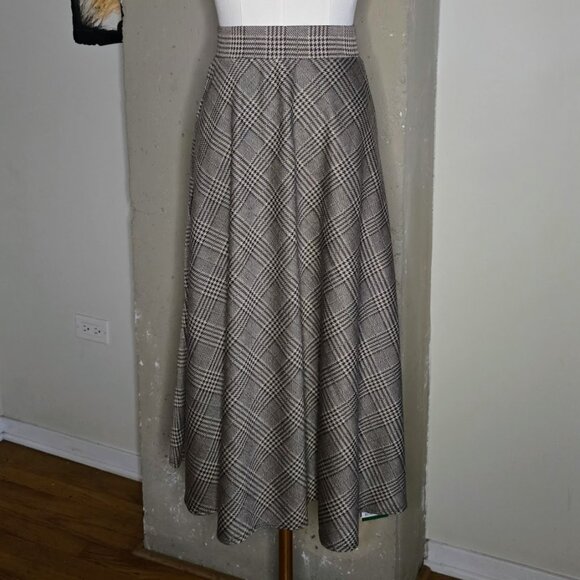 HALARA Plaid A-Line Midi Skirt Tartan Houndstooth Office NWT - Picture 7 of 13
